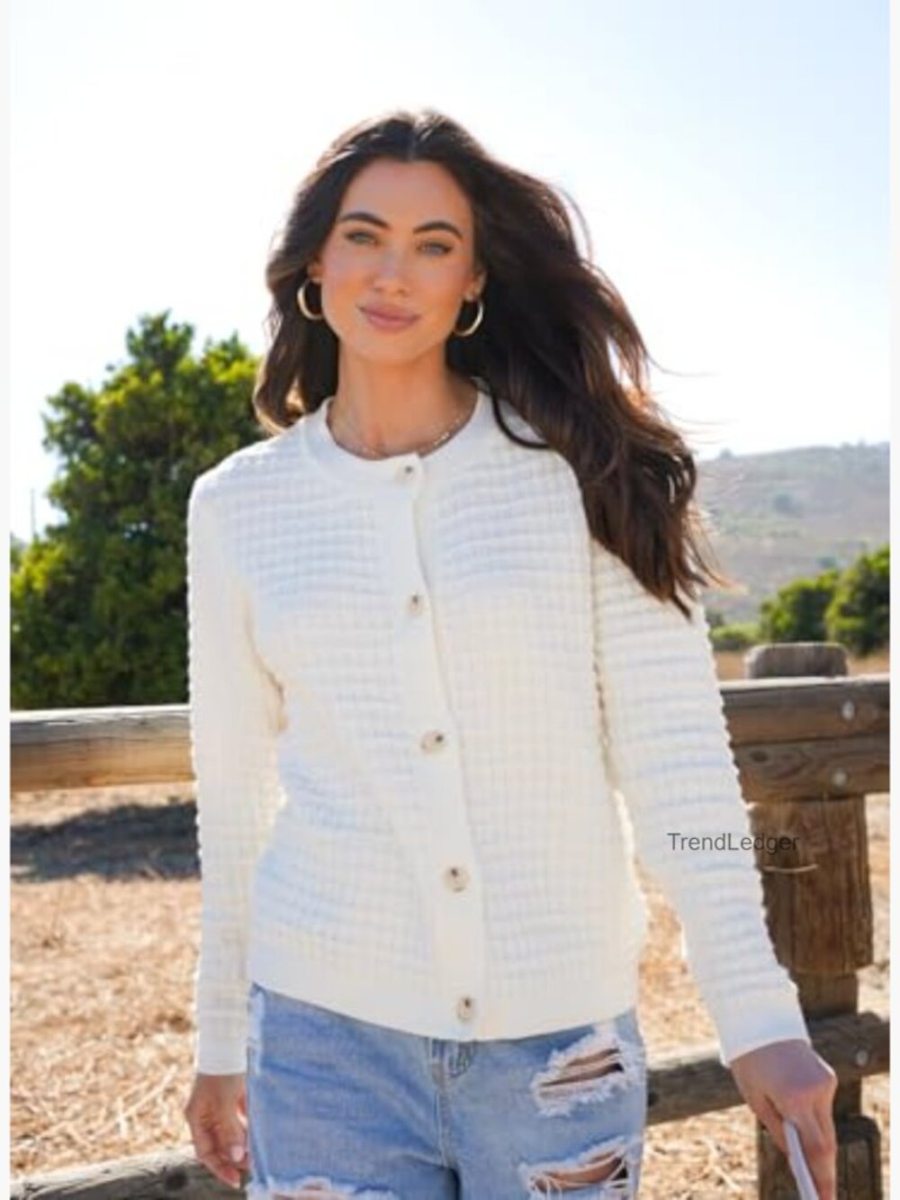 Open Front Cardigan Sweater Button Down Knit Jacket - Picture 2 of 7